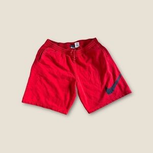 Nike Sweat Shorts Men‎ Green Size 2XL Red/ orange Big Swhoosh Pocket Drawstring✅